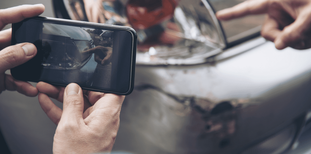 Taking photos of the car accident