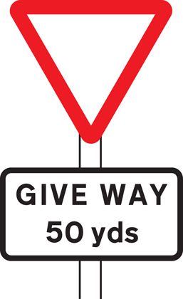 Give way 50 yards junction sign
