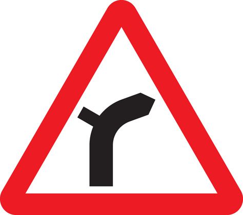 Junction on left bend sign