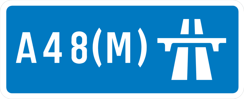 Motorway sign with blue background