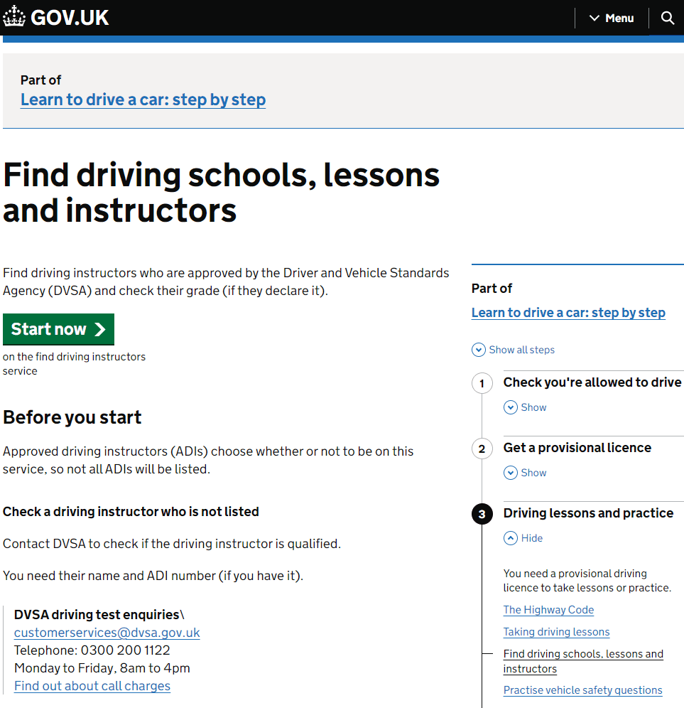 Find driving schools, lessons and instructors